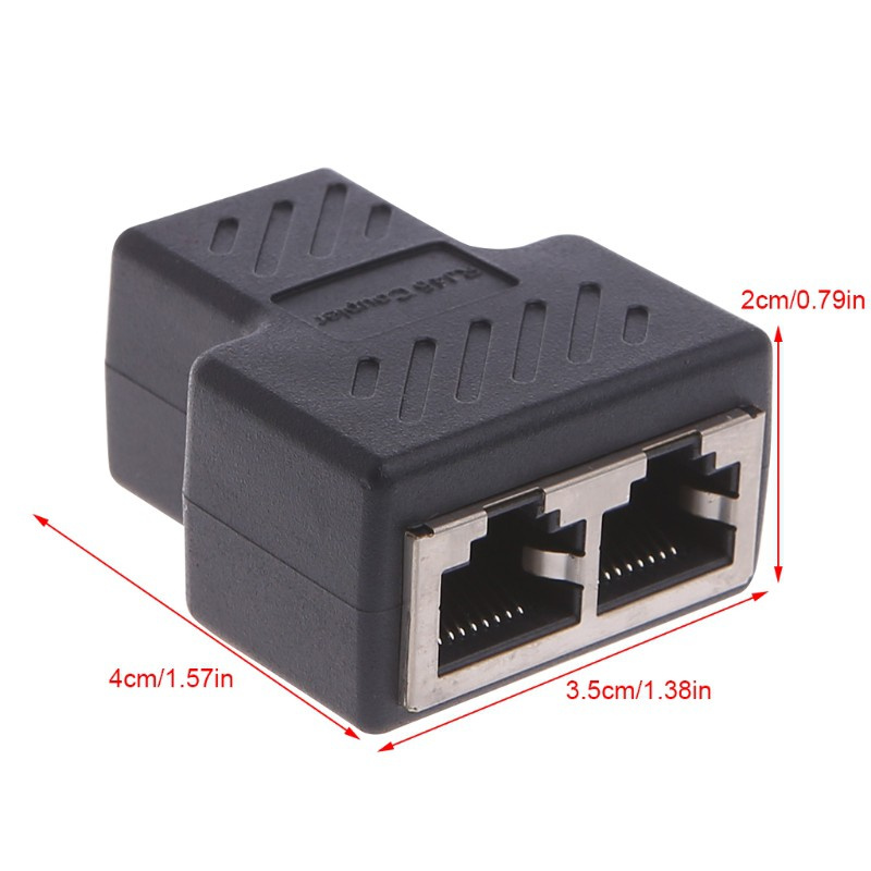 btsg 1 To 2 Ways LAN Ethernet Network Cable RJ45 Female Splitter Connector Adapter