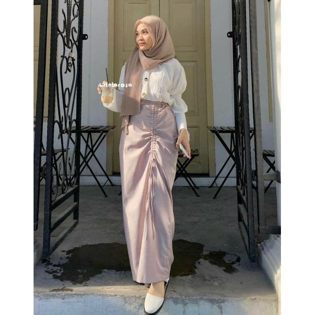 Rok span serut / rok serut / skirt serut satin / rok serut satin / skirt serut satin / satin / maxma
