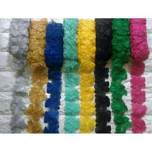 Renda bordir meteran organza timbul