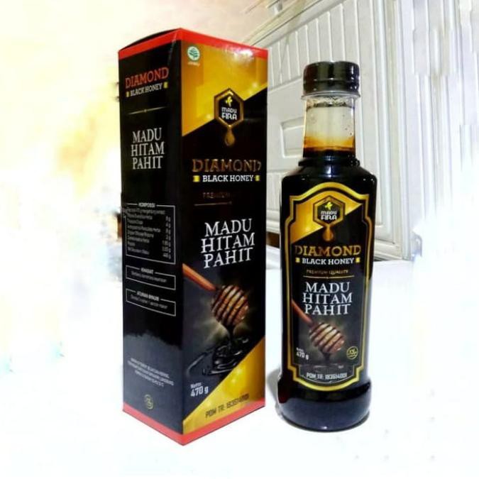 

>Madu Hitam Pahit Plus Propolis - Madu Diamond Black Honey Original Isi 470gr Asli Madu Fira Mac4m2,