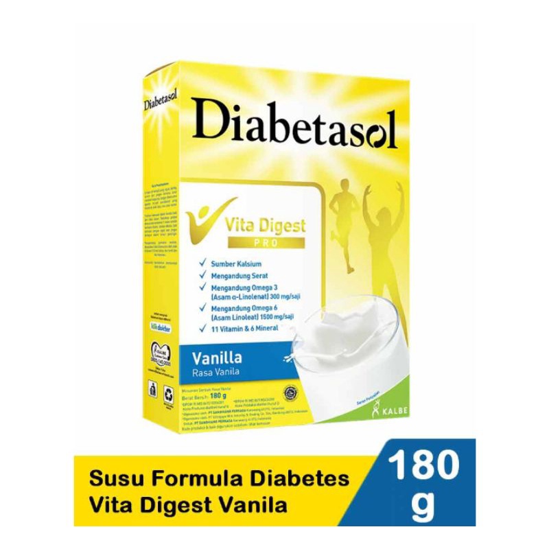 

DIABETASOL SUSU FORMULA DIABETES VANILA VITA DIGEST 180GRAM