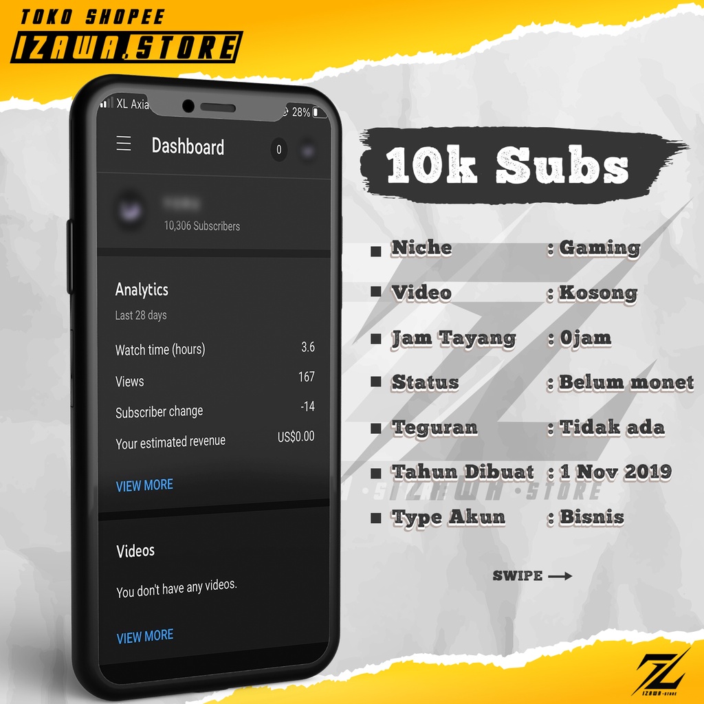 AKUN YOUTUBE 10K SUBSCRIBER