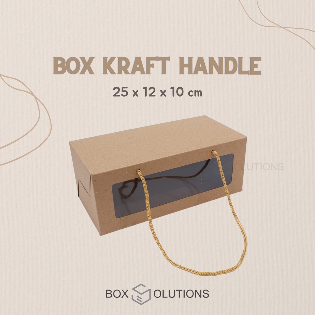 

dus / box kraft window brownies handle / tali - 25 x 12 x 10 cm