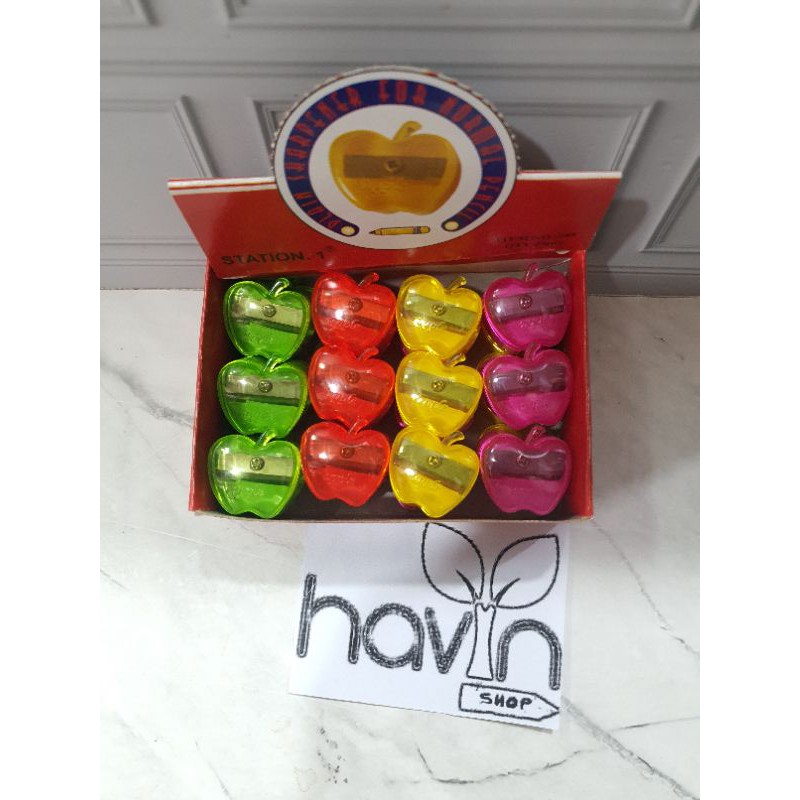 Serutan murah (1box=24pc)/serutan lucu/serutan fancy/rautan murah/sharperner/serutan warna-APEL