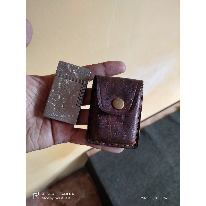 korek zippo dupont bonus dompet sarung korek kulit