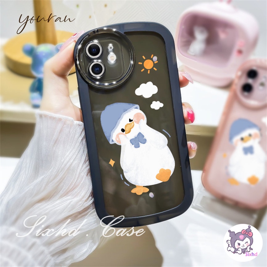 Redmi Note 12 12R 11 11s 10s 9s 8 12Pro 12C 12 10C 10 9C 9T A1 11A 10A 9A 9 A2 Xiaomi 11 Lite 12 Lite 12T 11TPro Mi Poco M3 X5 X3Pro NFC Cartoon Cute Duck Round Lens Phone Case Soft Shockproof Cover