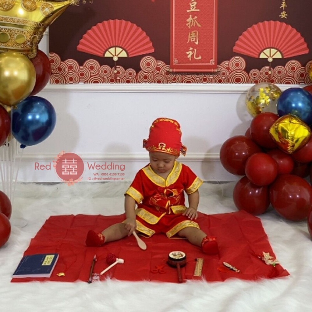 Zhua Zhou Set Ritual Tradisi Tionghua Pesta Ulang Tahun Anak 1 tahun Mainan Anak