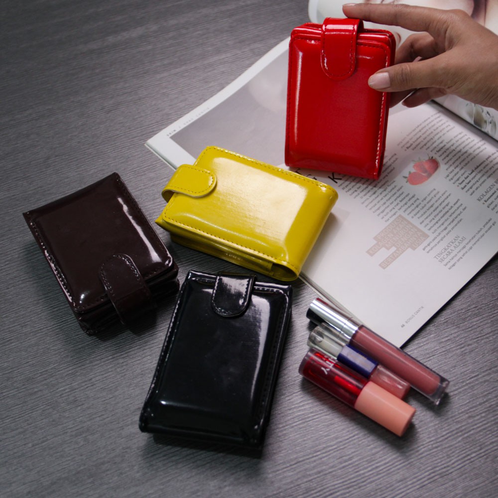 Dompet Lipstik / Pouch Lipstik / Tempat lipstik kancing Dan Ada Kaca Cermin Di dalam nya DLS01