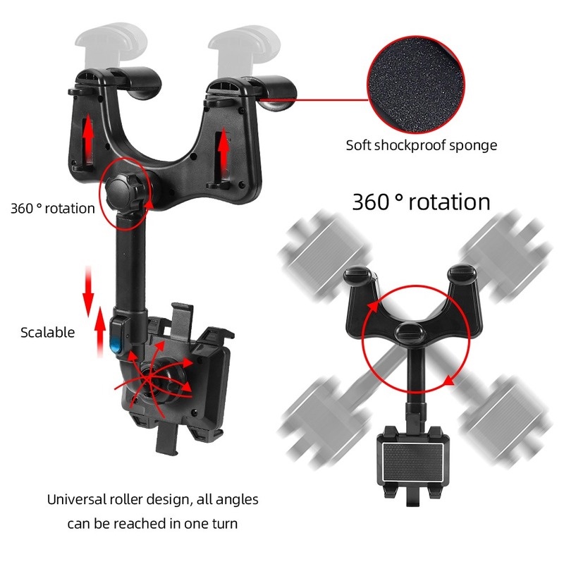 1 Pc Bracket Stand Holder Ponsel GPS Navigasi Universal Bahan ABS Dapat Ditarik 360 Derajat Untuk Kaca Spion Mobil