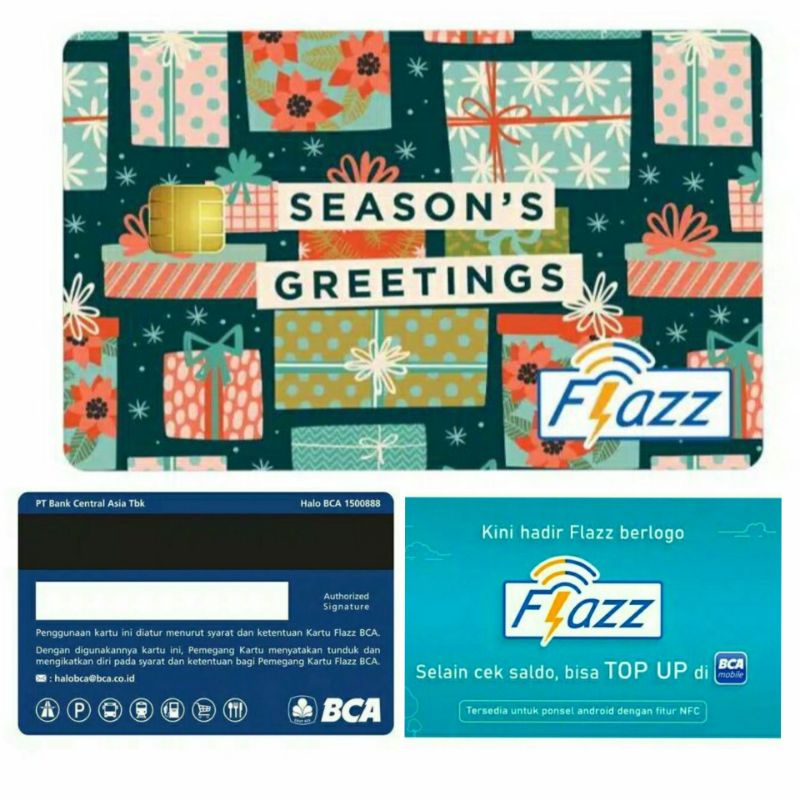 Kartu Flazz BCA Natal Limited Christmas Edition - Season's Greeting ORI /Like eTOLL eMONEY Tapcash or Brizzi