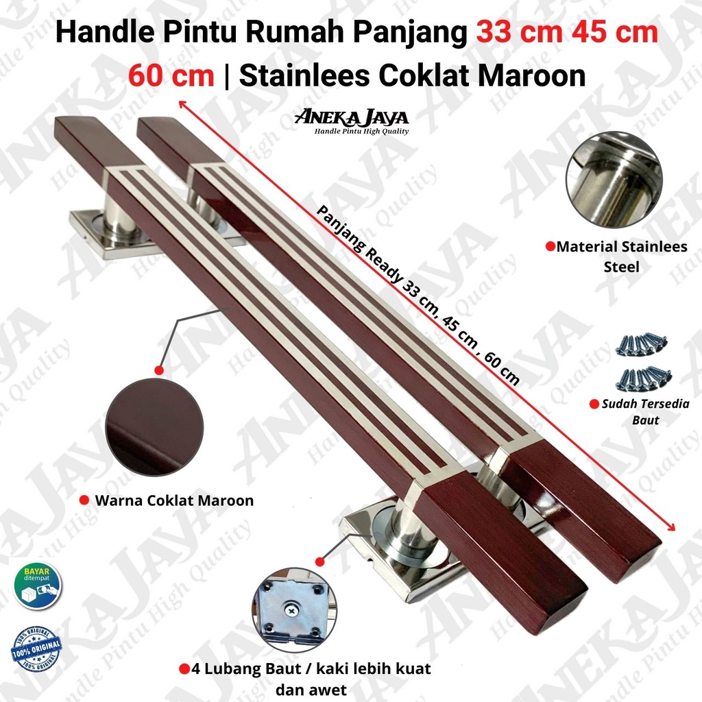 Handle satu set kunci panjang 60 cm 45 cm 33 cm / Gagang pintu rumah / Tarikan pintu rumah minimalis terbaru murah / Pegangan pintu rumah