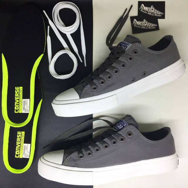 Sepatu Converse All Star CT2 Chuck Taylor 2 II Lunarlon Low Grey White BNIB Original Premium