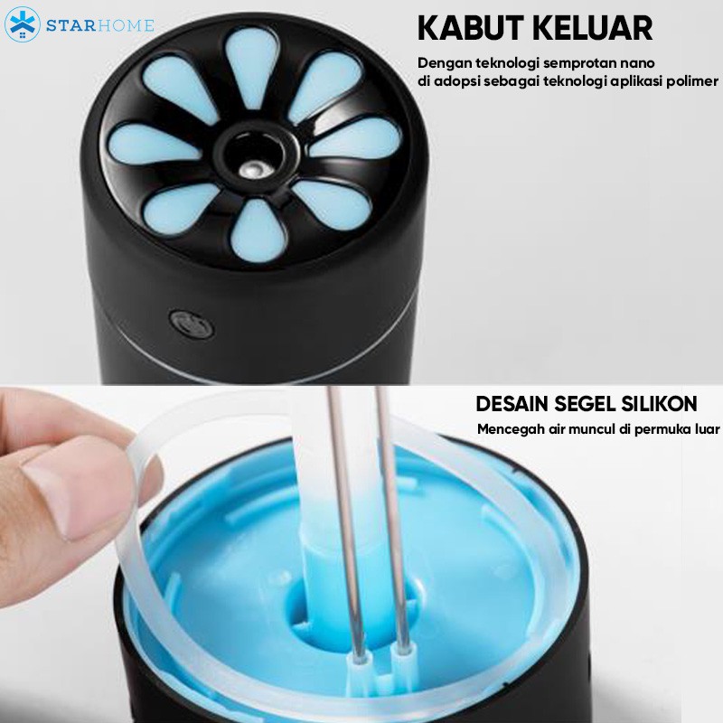 Car Humidifier Pelembap Udara Rumah Humidifier Diffuser LED Air Humidifier StarHome 2 in 1 360ml