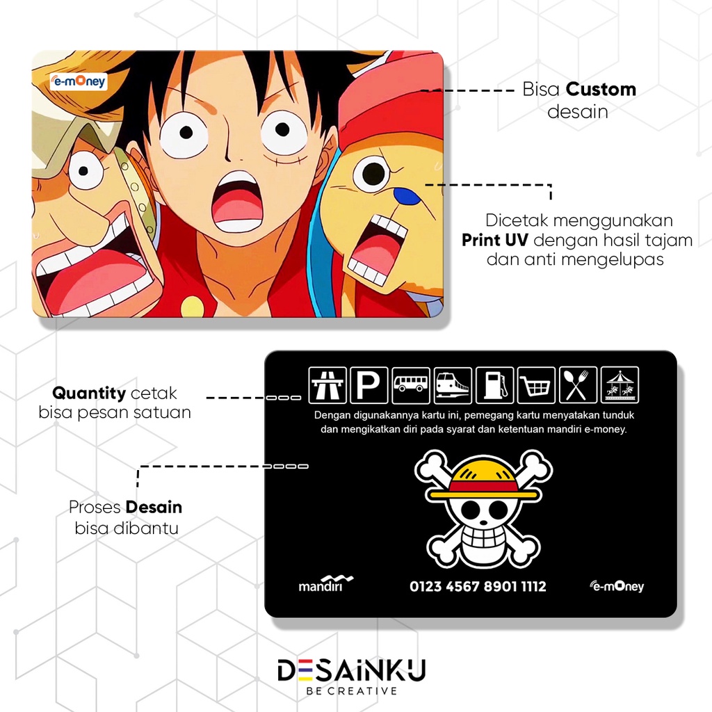 TERMURAH!!! Emoney One Piece Edition / Emoney Anime / E-TOLL TAPCASH TAP CASH BRIZZI FLAZZ BCA