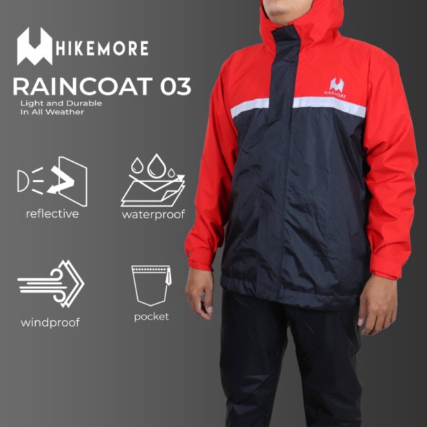 Unik Rainshield Jas Hujan Motor Setelan Raincoat Razzor 03 Original - HM Black Red M Diskon