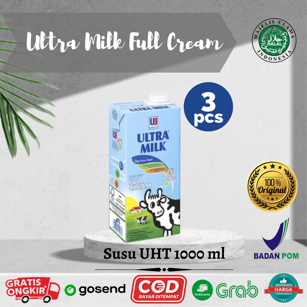 

Susu Ultra Milk Susu UHT Full Cream 3 x 1000ml