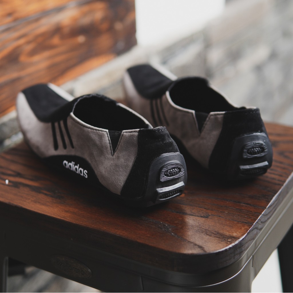 MS Shop - Sepatu Pria Adidas Neymar Hitam Abu Slop Suede Kasual Selop Simple Santai Kerja Kuliah