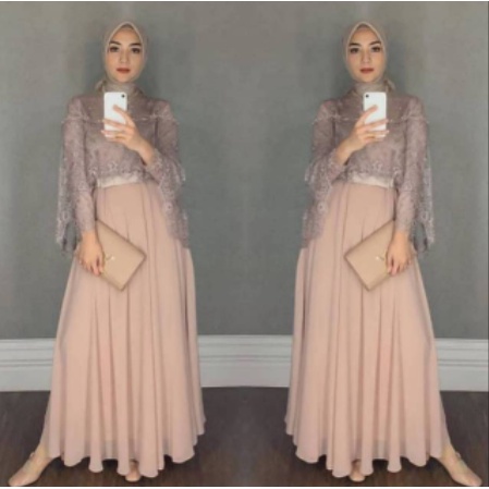 maxi dress polos baju muslim dewasa maxi chikita bahan mostcrepe+cape tile mutiara mewah dan mutiara