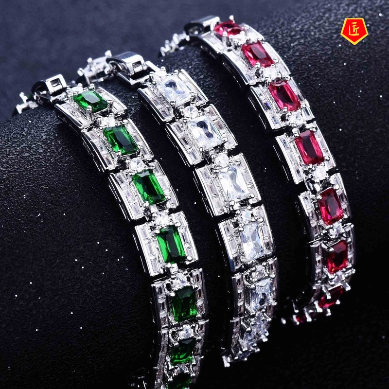 [Ready Stock]Luxury Emerald Colored Gems Bracelet