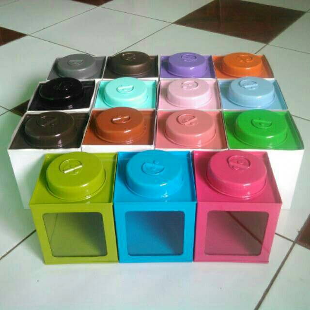 Toples kaleng jadul/blek jadul mini size S 7x8cm - toples krupuk bumbu dapur - toples kaleng kerupuk