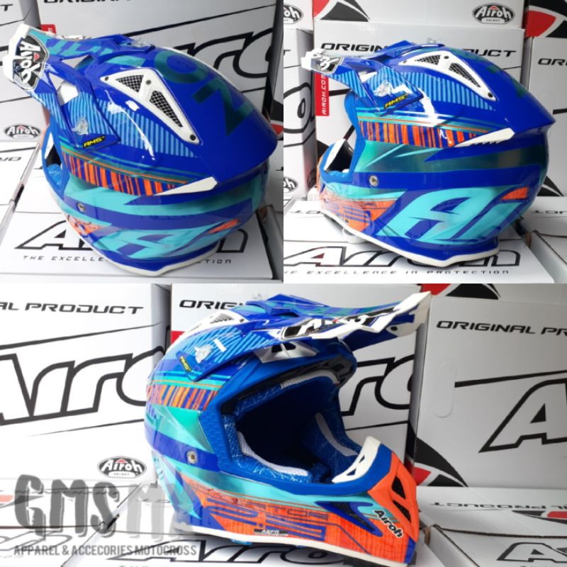 HELM AIROH 2.3 NOVAX CHROME AZURE ORIGINAL. HELM CROSS AIROH