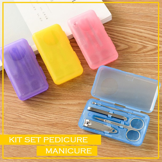 Alat Manicure Pedicure Set 4 in 1 Box Plastik Rawat Perawatan Kuku Gunting Korek Telinga Kuping (MG46)