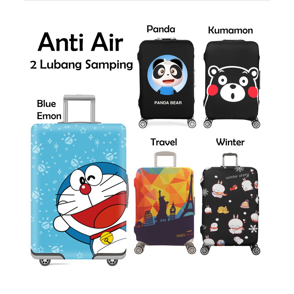 Sarung Pelindung Koper Cover Luggage Elastis Anti air Kumamon Beruang Bears Doraemon Panda