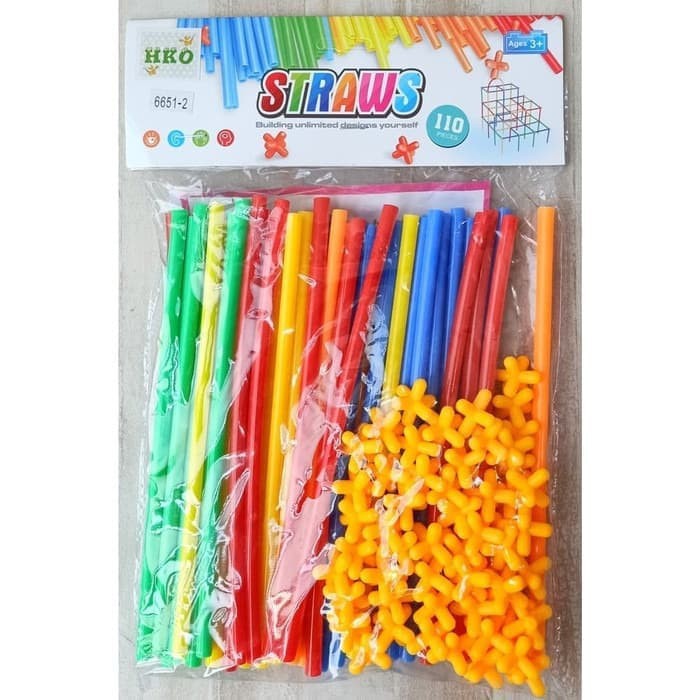 MAINAN EDUKASI BUILDING LEGO SEDOTAN STRAWS ISI 110 PCS NO. 6651-2