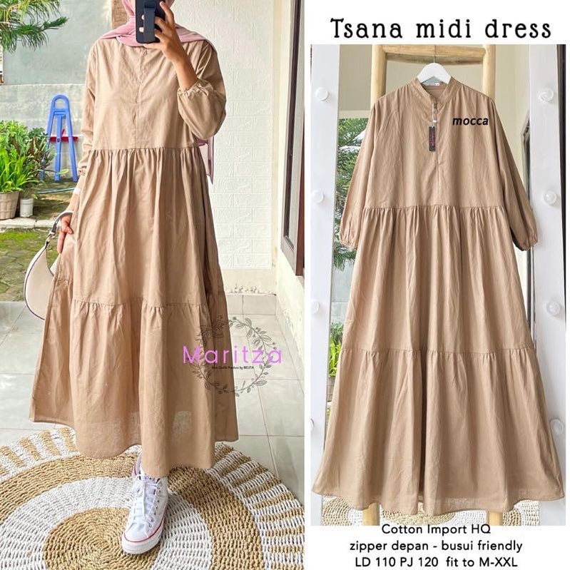 TSANA MIDI DRESS WD KATUN RAYON VISCOSE LD 110 CM PB 120 CM BUSUI ( BACA DESKRIPSI SEBELUM ORDER ) Gamis Dewasa Gamis Murah Meriah Promo Gamis Wanita Terbaru 2021 Dress Midi Model Terbaru Midi Dress Muslim Remaja Gamis Kondangan BEST SELLER