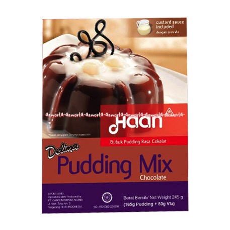 Haan Delima 245gr Pudding Mix Chocolate With Vla Sauce Coklat Tepung Bubuk Puding Instan Cokelat Puding Agar Instan Premix Saos Fla