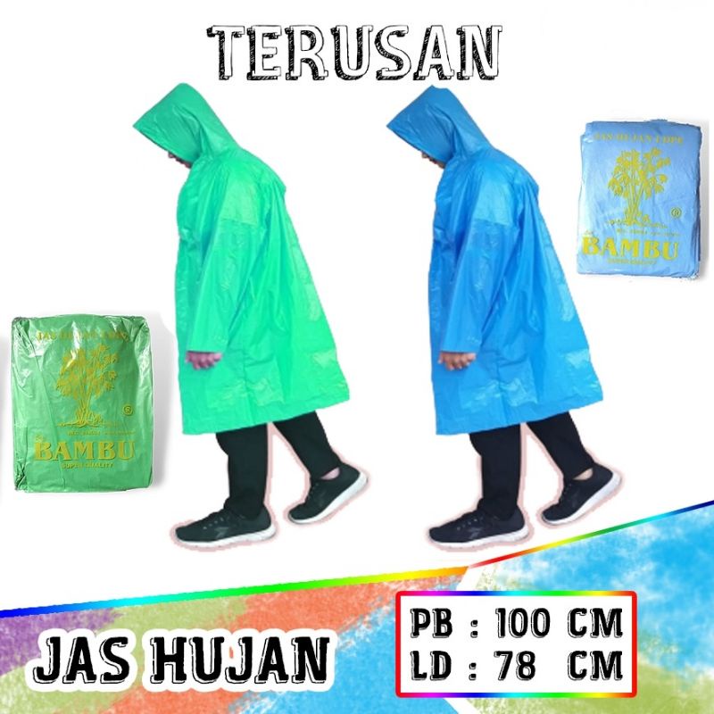 Jas Hujan Terusan Setelan Merk Bambu Tebal Murah