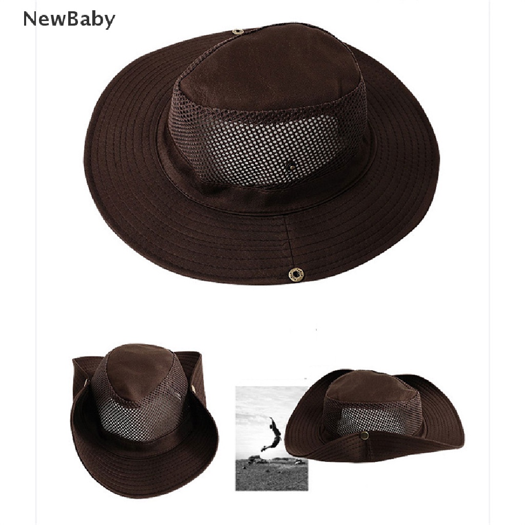 1pc Topi Pria Model Tepi Lebar Breathable Untuk Camping / Hiking / Bersepeda