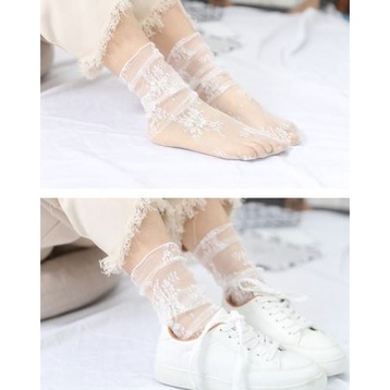 KKT-80 kaos kaki lolita TRANSPARAN RENDA socks rajut sulur import jepang korea