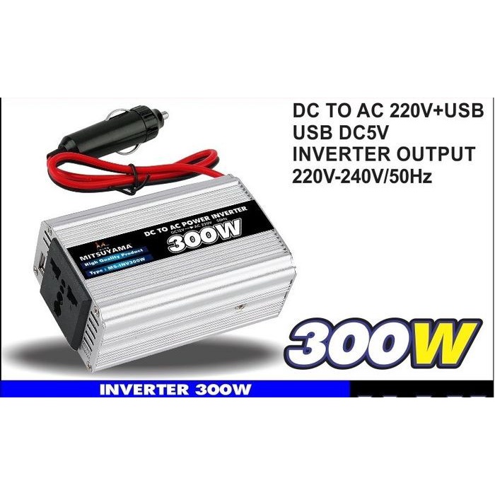 Power Inverter 300 Watt Mitsuyama DC to AC With USB 5 V / Inverter DC ke AC 300W Inverter Mitsuyama BISA COD