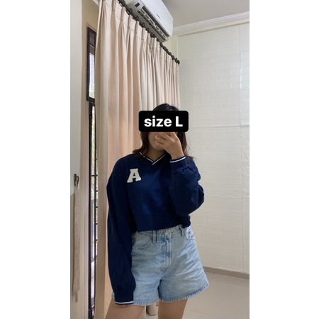 H* Cropped Sweatshirt Yellow &amp; Navy