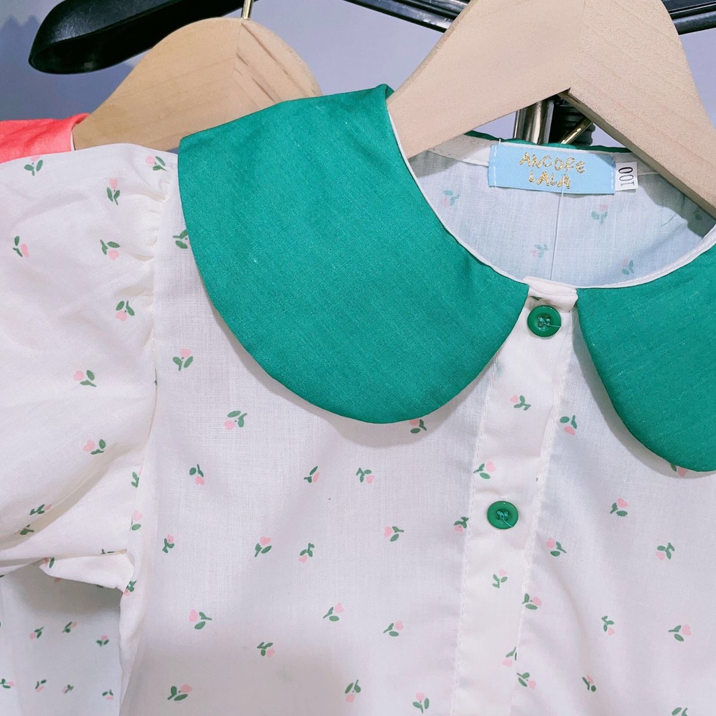 (LOLI-JKT) BS-255 SET ANAK CEWEK KERAH FLORET 2 WARNA + CELANA DENIM SIZE 100-140