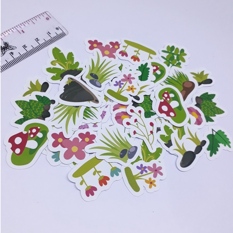 

stiker bunga / sticker rumput daun / 44 stickers scrapbook DIY planner