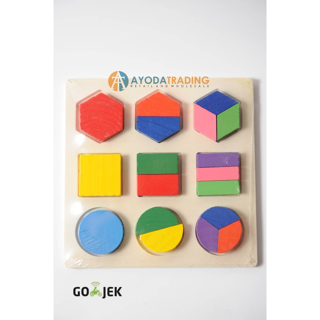 Wooden Shapes Puzzle Kayu Tangram Montessori