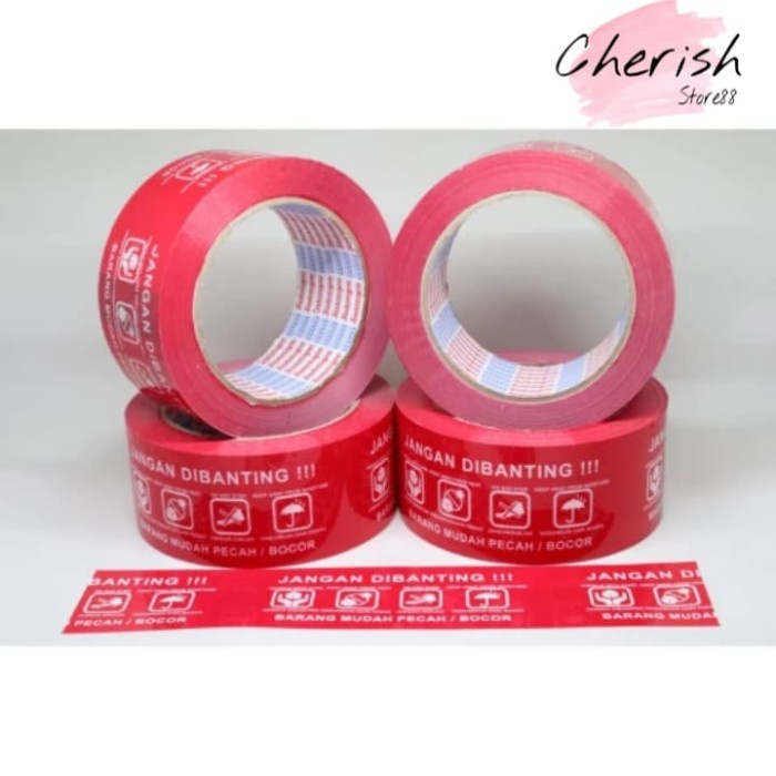

LAKBAN FRAGILE MERAH JANGAN DIBANTING HANDLE WITH CARE 48mmx45 METER