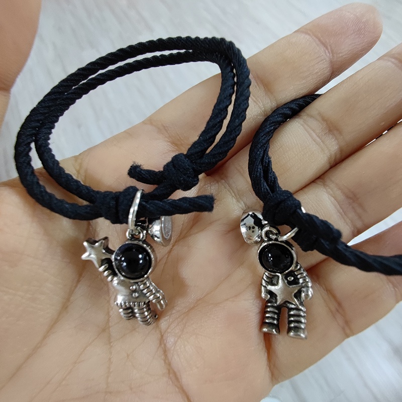 2 astronauts astronaut magnet attract couples weaving adjustable bracelet necklace set Korean fashion jewelry accessories best gifts for male and female friends