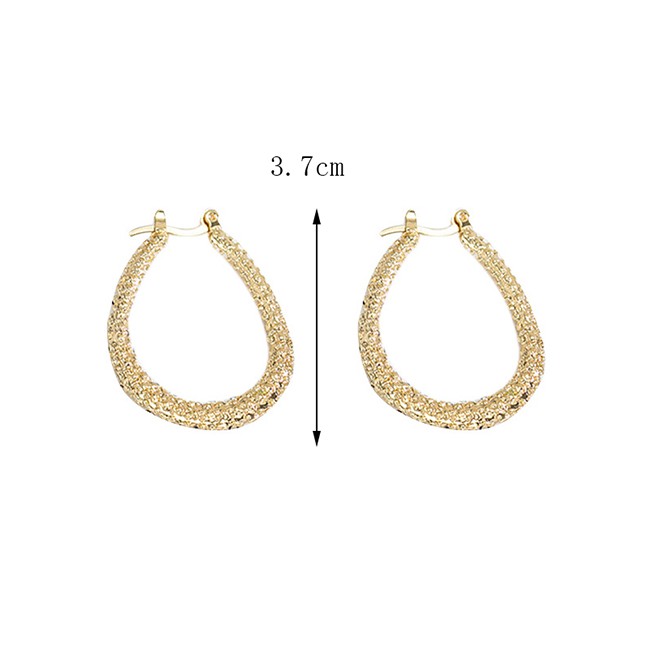 LRC Anting Tusuk Fashion Gold Geometric Irregular Metal Round Drop Earrings F6537X