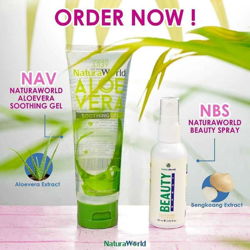 PAKET KINCLONG NATURA ALOE VERA GEL dan NATURA BEAUTY SPRAY ORIGINAL 100% MEMBER RESMI NARURA WORLD