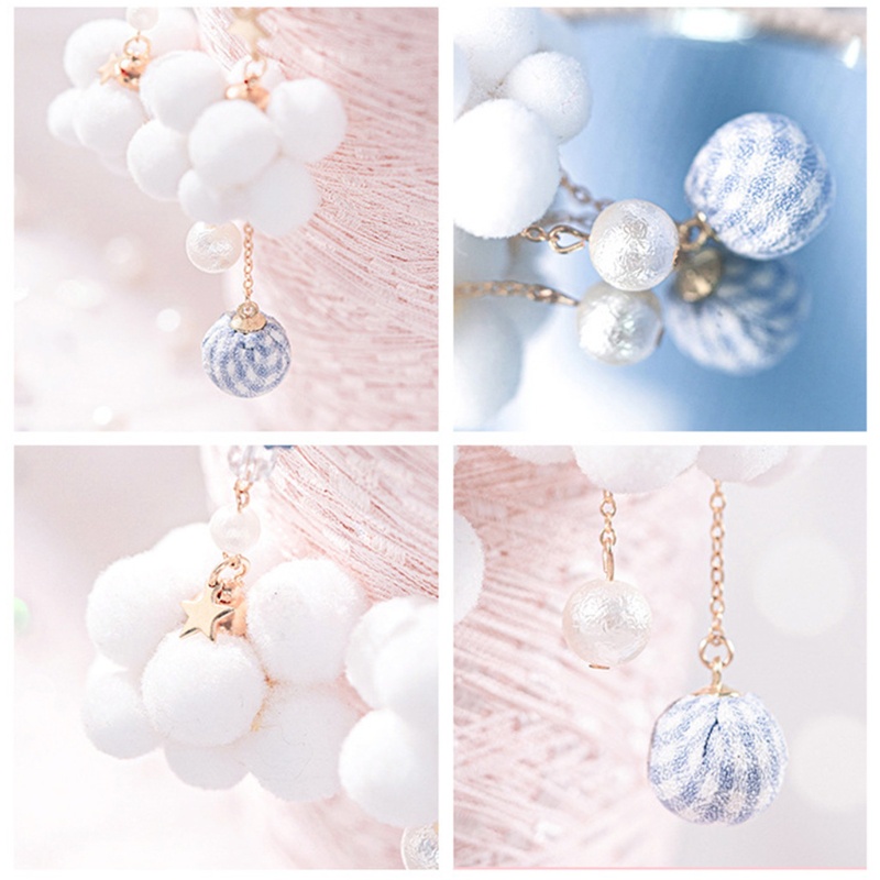 Siy Anting Tusuk Gantung Desain Awanpompom Warna Putihbiru Gaya Romantis Untuk Wanita 2021