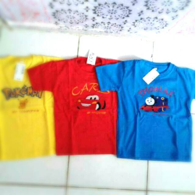 supplier Grosir Baju Kaos Bordir Unisex Anak Karakter 1-5 Tahun Paket 6Pcs Setengah Lusin Realpic