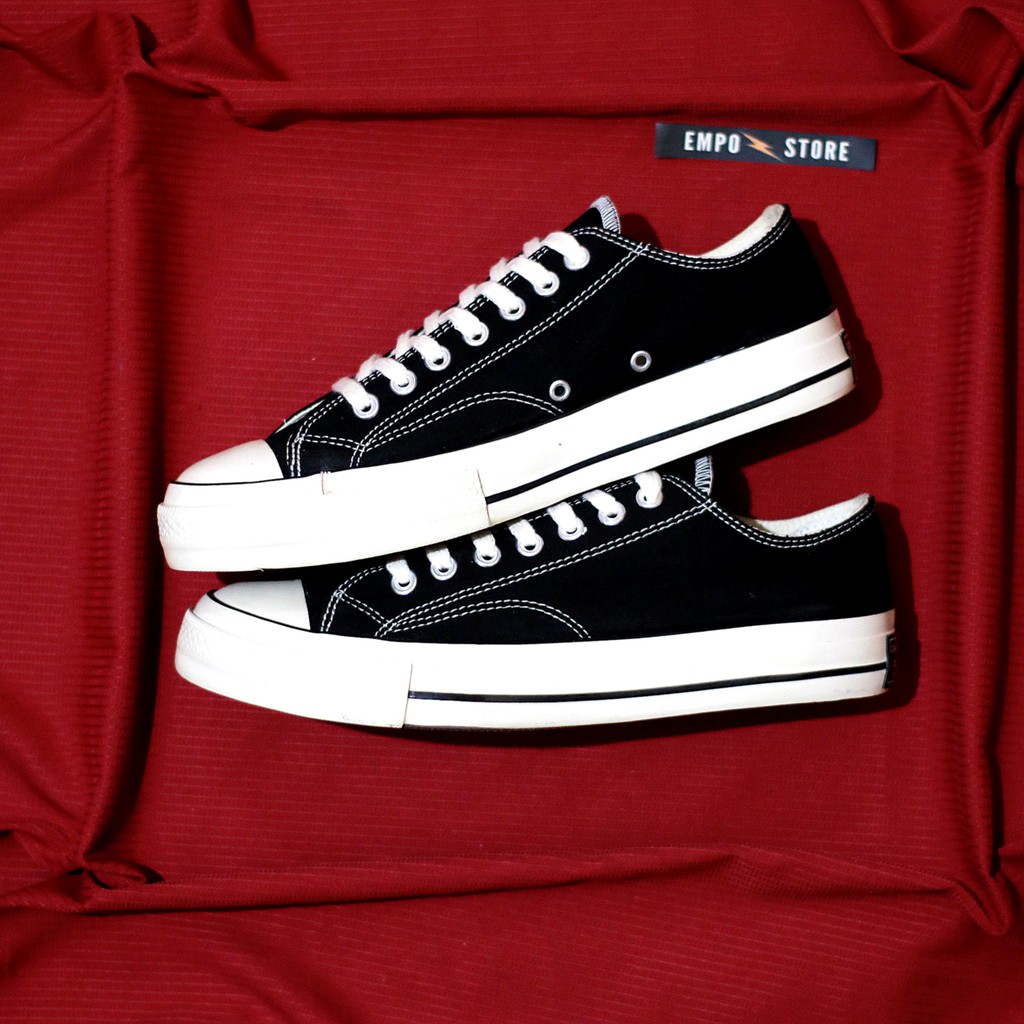 Converse All Star Chuck Taylor 70s Black White Low Sepatu Kasual Sekolah Pria Wanita