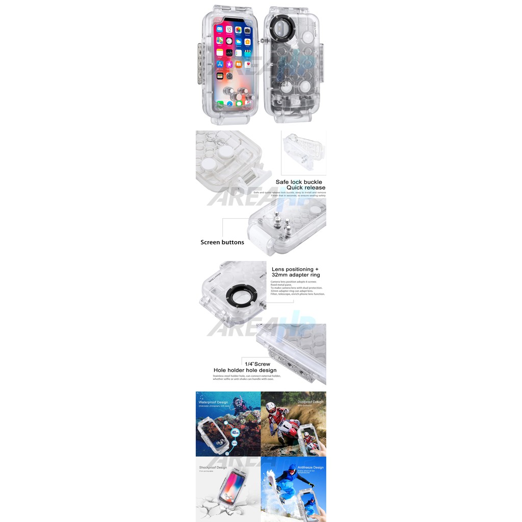 Diving Waterproof Protective Case 40 Meter Underwater IPX8 for iPhone XR