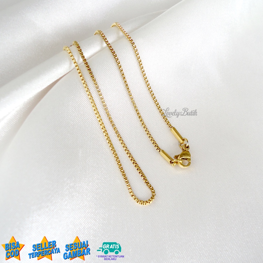 Lovelybutik - Kalung Titanium Anti Karat Rantai Kalung Anak-Anak Titanium Model Terbaru Rantai Italy Milano Panjang Rantai 35 Cm