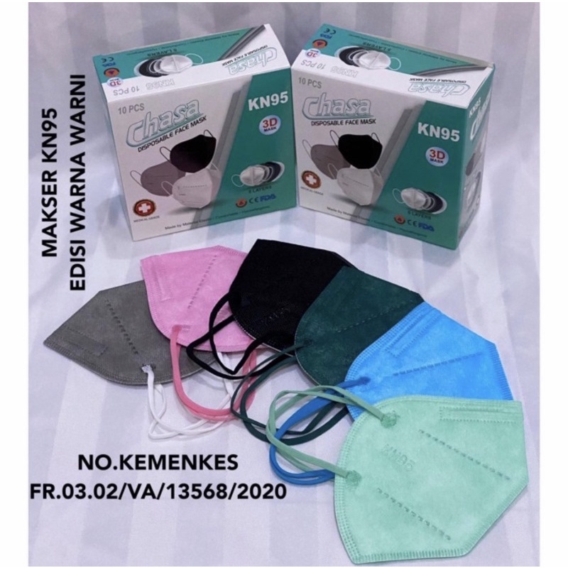 Masker 5ply KN95 Earloop Chasa 3D Mask Kemenkes isi 10pc