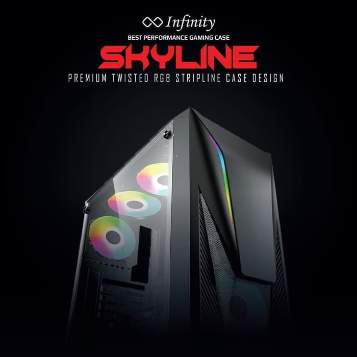 NEW CASING INFINITY SKYLINE - Tempered Glass GAMING CASE - INCLUDE 1 FAN MANTUL GAN