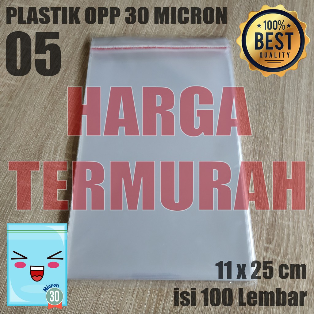 

PLASTIK OPP TEBAL 11 x 25 cm 30 Micron (0,5) PLASTIK KEMASAN Isi 100 PCS